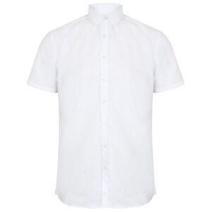 Henbury Mens Modern Short Sleeve Oxford Shirt / White